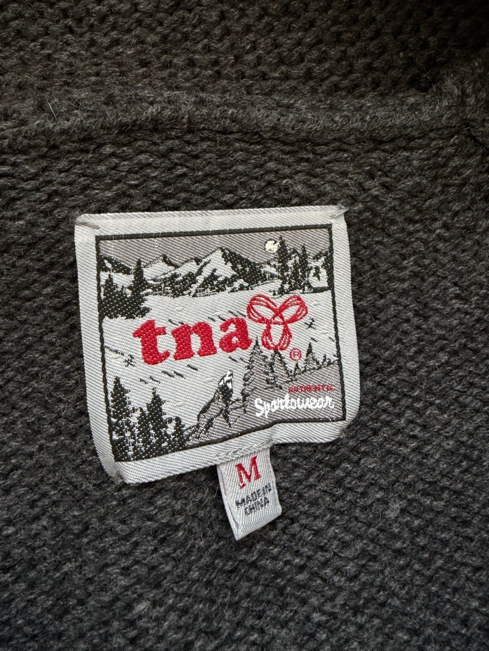 ARITZIA TNA SEA TO SKY 100% LAMBSWOOL COWICHAN STYLE CARDIGAN SWEATER - Picture 5 of 8